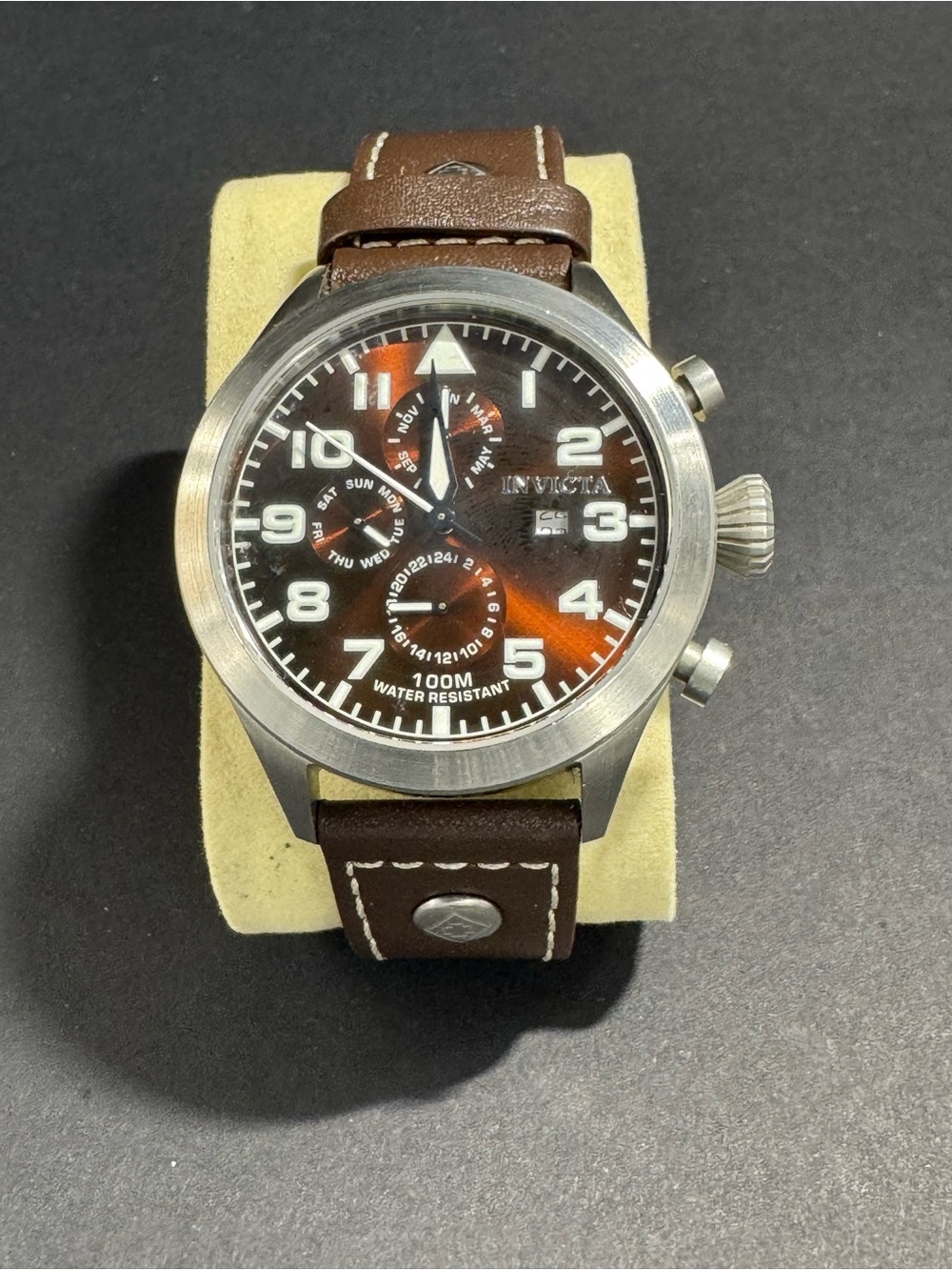 Invicta Men’s Chronograph Style Watch Brown Strap